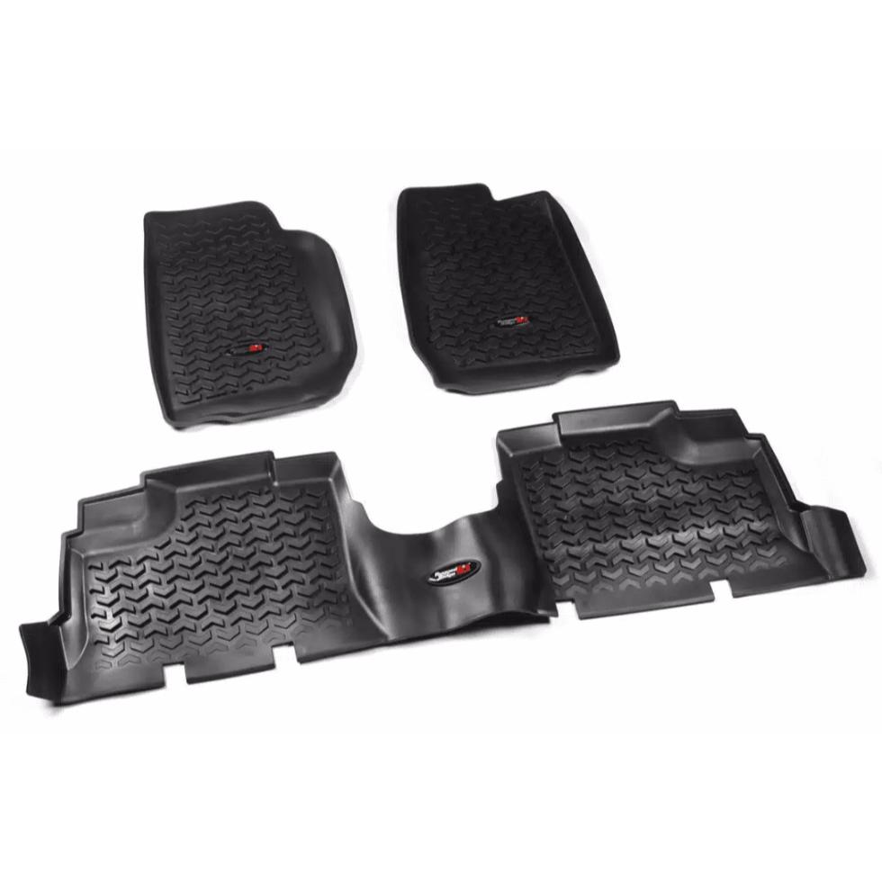 Rugged Ridge 12987.01 Floor Liner Kit, Black, Front & Rear, fits 07-18 4-Door Jeep Wrangler