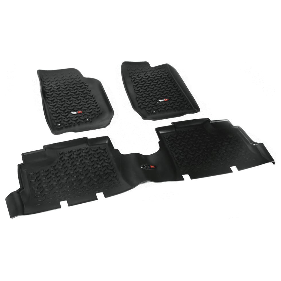 Rugged Ridge 12987.04 Floor Liner Kit, Black, Front & Rear, fits 07-18 4-Door Jeep Wrangler