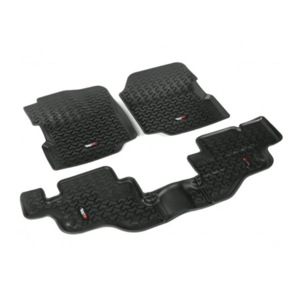 Rugged Ridge 12987.09 Floor Liner Kit, Black, Front & Rear, fits 76-86 Jeep CJ & 87-95 Jeep Wrangler YJ