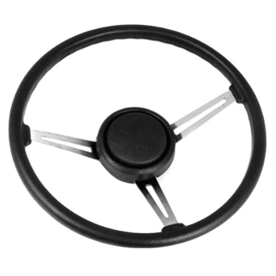 OMIX 18031.08 Black Leather Wrapped Steering Wheel, fits 76-95 Jeep CJ, Wrangler YJ
