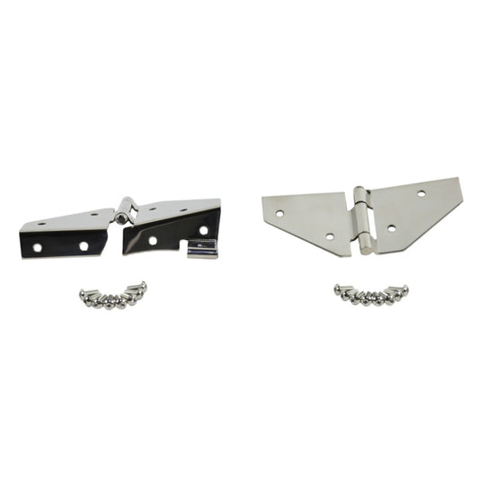 Kentrol 30427 Stainless Steel Windshield Hinge Set, no Mirror Holes, fits 1976-1995 Jeep CJ & Wrangler YJ