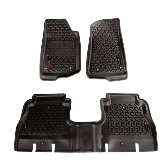 Rugged Ridge 12987.05 Floor Liner Kit, Black, Front & Rear,  fits 18-25 4-Door Jeep Wrangler JL