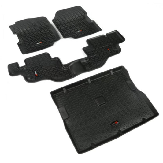 Rugged Ridge 12988.09 Floor Liner Kit, Black, Front, Rear & Cargo,  fits 76-95 Jeep CJ & Jeep Wrangler