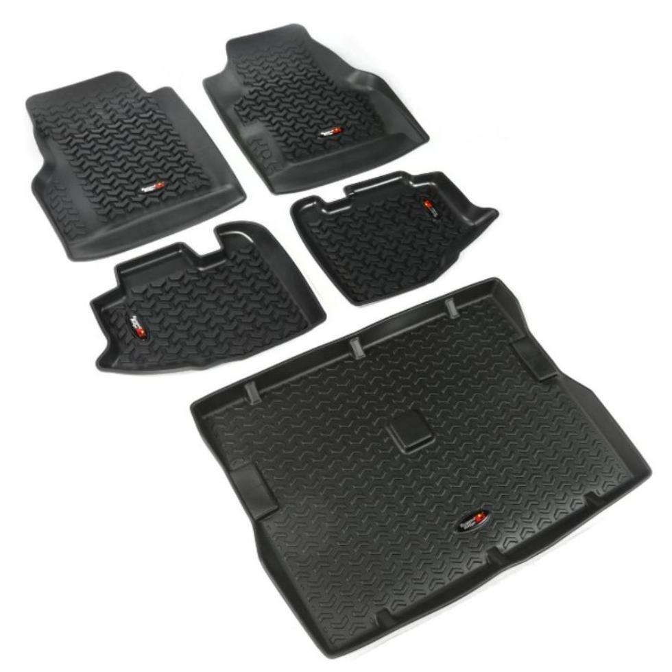 Rugged Ridge 12988.10 Floor Liner Kit, Black, Front, Rear & Cargo,  fits 97-06 Jeep Wrangler