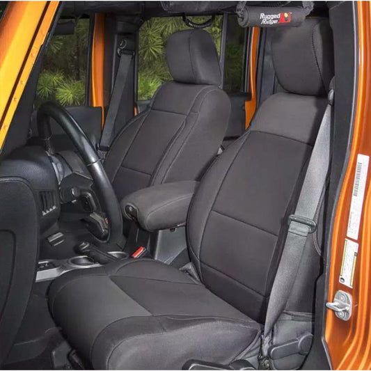Rugged Ridge 13215.01 Black Neoprene Front Seat Covers, fits 11-18 Jeep Wrangler JK