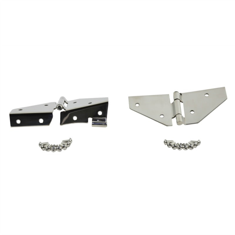 Kentrol 30427 Stainless Steel Windshield Hinge Set, no Mirror Holes, fits 1976-1995 Jeep CJ & Wrangler YJ