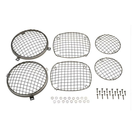 Kentrol 30465 Stainless Steel Wire Mesh Guard Set, 6 pieces, fits 1976-1986 Jeep CJ Models