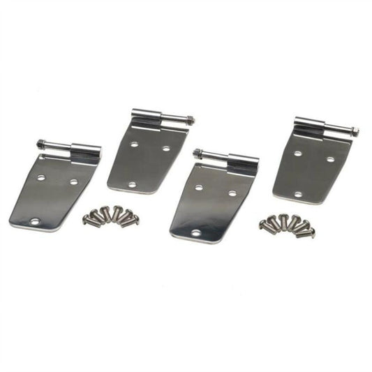 Kentrol 30474 Stainless Steel Hardtop Door Hinge Set w/o mirror holes, 4 pieces, fits 1955-1993 Jeep CJ & Wrangler YJ