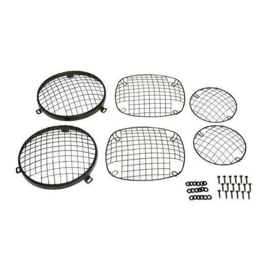Kentrol 50465 Black Powder Coated Wire Mesh Guard Set, 6 pieces, fits 1976-1986 Jeep CJ Models