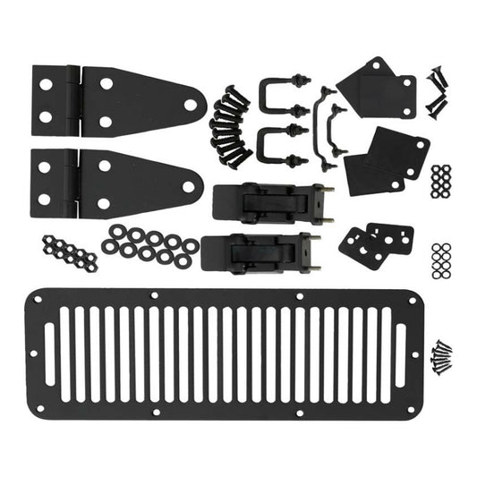 Kentrol 50570 Black Powder Coated Hood Kit with TJ Style Hood Catch fits 1978-1995 Jeep CJ & Wrangler YJ